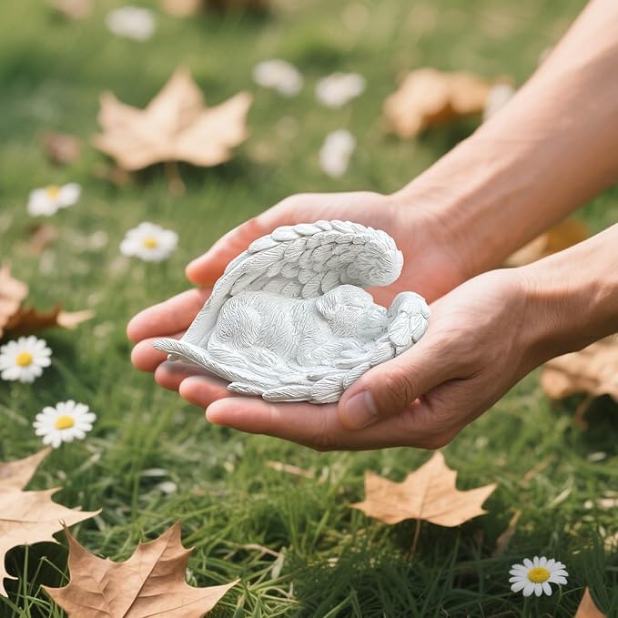 Dog Memorial Gifts for Loss of Dog,Resin Pet Memorial Statues,Forever My Guardian Angel Memorial Gifts(White)