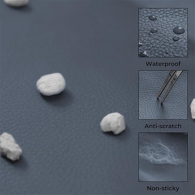 FUNNYFUZZY Dog Car Seat for Small Dogs, Waterproof Dog Car Bed with Storage Pocket, Safety Clip-On Dogs Leash, Detachable Portable Pet Carseat (Slate Blue, 37.4 * 16.5 * 17.7 inches)