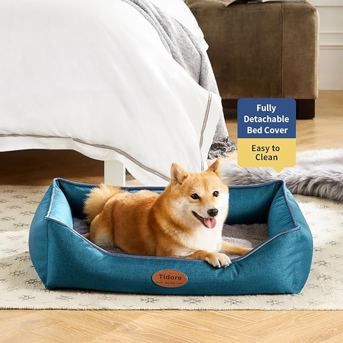 Orthopedic Dog Beds for Medium Dogs, Durable Egg Crate Foam Sofa Dog Bed wit Washable Removable Cover,Waterproof Lining,Pet Bed for Large Dogs (Peacock Blue, 26.4" L x 21.7" W x 6.2" Th)
