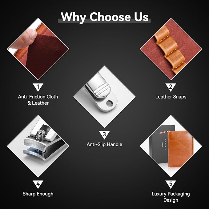 Makartt Manicure Kit: Professional Nail Care Clippers Set - 11 pcs Stainless Steel Tavel Women Men Fingernail Grooming Tool with Portable Brown Leather Case