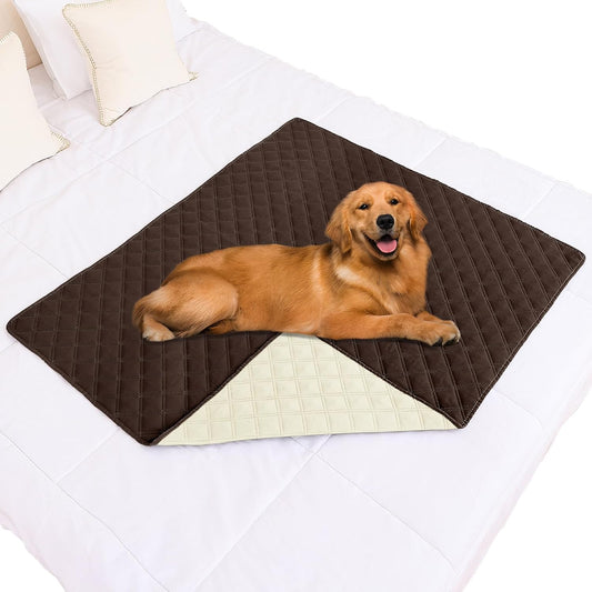 Smiry Waterproof Dog Bed Cover Pet Blanket, Soft Washable Dog Blanket for Furniture Bed Couch Sofa Reversible, Checkered (40"x50", Chocolate/Beige)