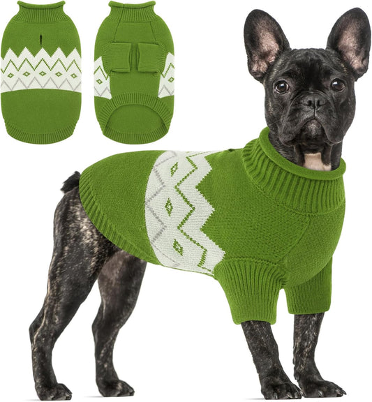 Queenmore Warm Dog Sweater, Soft Pet Knitwear, Knitted Pullover, Winter Pet Clothes for Small Medium Dogs Cats