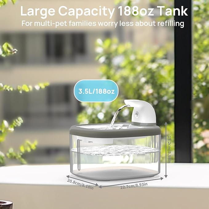 cat Water Fountain Wireless - 118oz/3.5L Cordless Automatic Water Dispenser for Cats, Stainless Steel Water Bowl for Pets no Spilling, Cat Feeding & Watering Supplies with 5 Filters