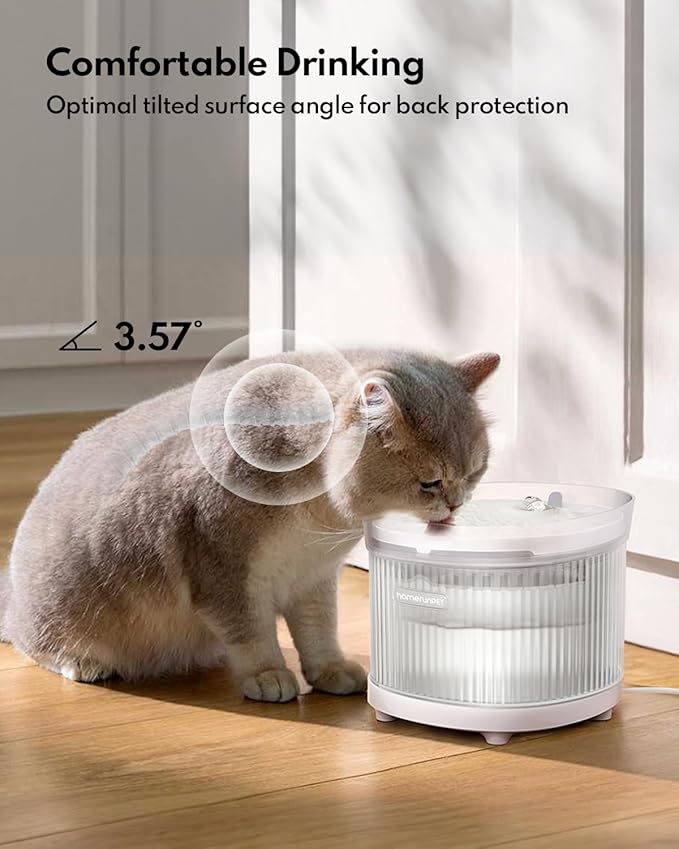 HomeRunPet Wireless Pump Cat Water Fountain - Detachable Design for Easy Cleaning, Multi-Cat Water Dispenser with Chew-Proof Base