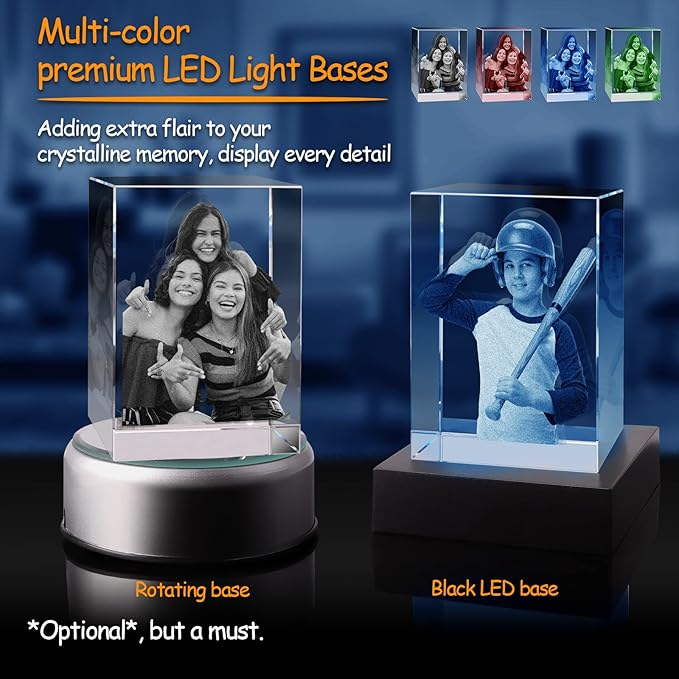 Personalized Dog, Cat Memorial Gifts for Pet Owners. Gift Box Included, Customized Laser Etched Crystal Photo (Large Portrait)