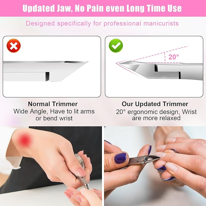 Cuticle Trimmer - Jaw Extremely Sharp - Cuticle Clippers for Nails with Silicone handle - Non-Slip - Professional Cuticle Cutter, Dead Skin Remover Stainless Cuticle Remover Tool-Pink