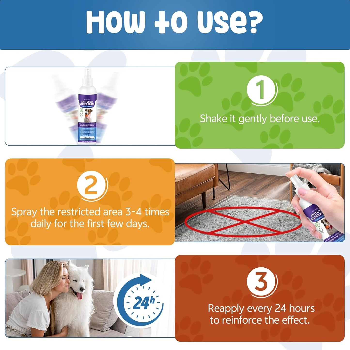 No Chew Spray for Dogs, 200ML Bitter Apple Spray for Dogs to Stop Chewing and Prevents Wound Licking, Protects Furniture, Shoes, Bandages, Alcohol-Free & Non-Toxic, Safe for Indoor & Outdoor Training