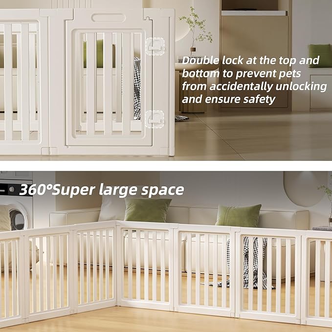 Clear Dog Play Pen,Pet Playpen with Door,Easy to Clean and Install Puppy pens for Both Indoor and Outdoor use (White, 30.3" Height, 10PCS)