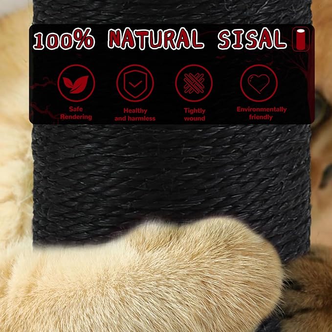 Scratching Posts for Indoor Cats Adults,45'' Tall Gothic Scratching Post with 3.5Inch Diameter Sisal Rope,Cat Scratcher with Interactive Ball Toys Self Groomer Brush for Large Cats