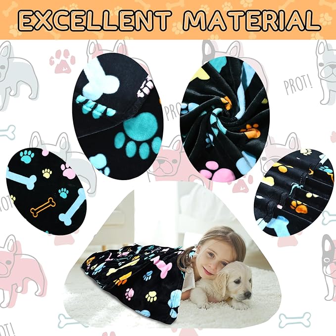 Rezutan Dog Blankets for 3 Pack Large Medium Pet Cat, Soft Fuzzy Washable Blanket, Comfort Flannel Suitable for Dogs Kennels & Beds, Sofas, Furniture, Gifts Puppy Essentials, 41 x 31 inch, Black