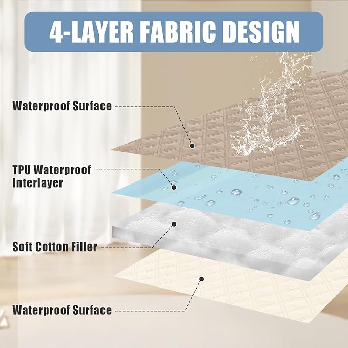 Smiry Waterproof Dog Bed Cover Pet Blanket, Soft Washable Dog Blanket for Furniture Bed Couch Sofa Reversible, Checkered (30"x90", Taupe/Beige)