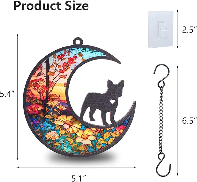 DIY French Bulldog Memorial Suncatcher with Sympathy Card, Dog Memorial Gifts for Loss of Dog,Dog Bereavement Gift,French Bulldog Ornament for Window Hanging (4-French Bulldog)