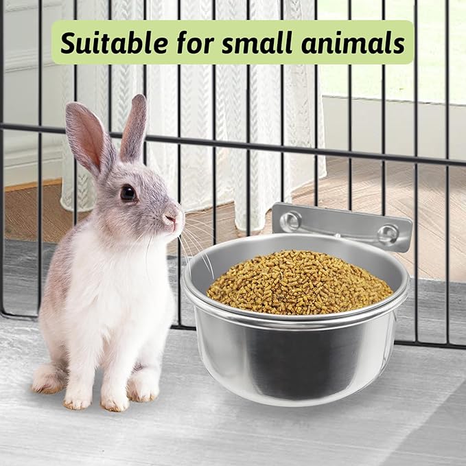 Tfwadmx 6 Pcs Stainless Steel Bird Bowls with Clamp,Clamp Holder Coop Cup,Bird Dishes for Cage, Cage Water Bowl for Cockatiels Lovebird Budgie Chinchilla