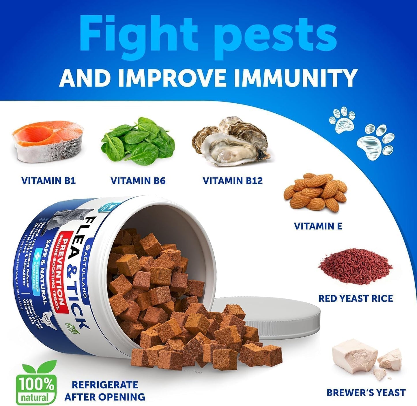 Cat Flea Treatment - Natural Flea and Tick Prevention Supplement for Large & Smal Cats - Immune Support Chews with Vitamins - Pest Defense Oral Pills - Farmhouse Chicken 135 Soft Chews
