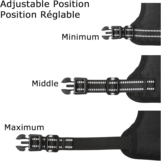 HEELE Dog Harness, No Pull Adjustable Padded Reflective Harness for Small Medium Large Dogs with Handle for Walking Training, Black, M