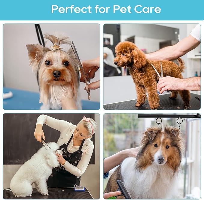 Dog Grooming Table Arm, 35" Height Adjustable Pet Grooming Arm with Double Clamp for Small and Medium Dogs,Grooming Loop Noose and No Sit Haunch Holder