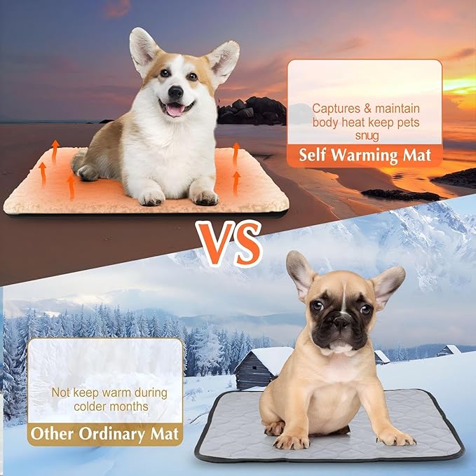 4 Pack Self Warming Cat Bed Indoor Self Heating Dog Cat Pad Washable 16 x 20 Inch Thermal Pet Kennel Pad Crate Bed Mat Reflect Body Heat for Outdoor
