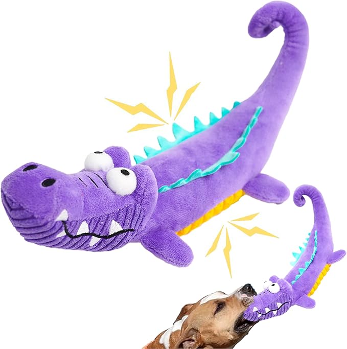 Tough Dog Toys Indestructible, Stuffed Chew Large Dog Toys to Keep Them Busy, Interactive Squeaky Tug of War Doggie Toy, Chew Guard Technology