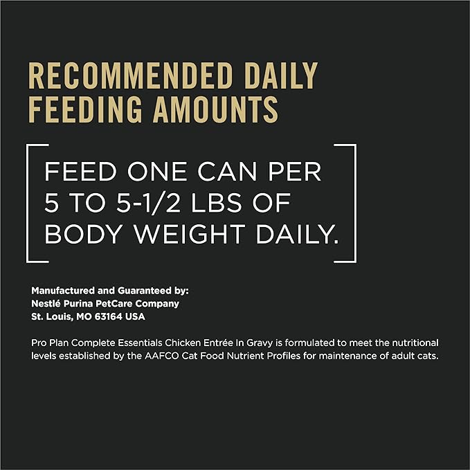 Purina Pro Plan Complete Essentials High Protein Cat Food Gravy, Wet Cat Food Chicken Entree - (Pack of 24) 5.5 oz. Cans