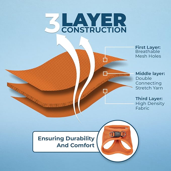 Voyager Step-in Air All Weather Mesh Harness and Reflective Dog 5 ft Leash Combo with Neoprene Handle, for Small, Medium and Large Breed Puppies by Best Pet Supplies - Harness Leash Set (Orange), M