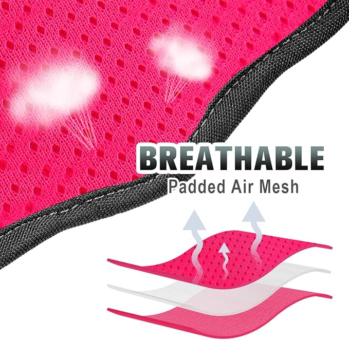 BARKBAY No Pull Dog Harness Large Reflective Dog Harness with Front Clip and Easy Control Handle for Walking Training Running with ID tag Pocket(Pink/Black,L)