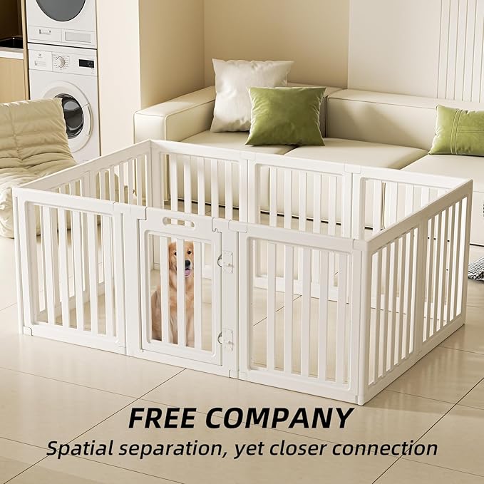 Clear Dog Play Pen,Pet Playpen with Door,Easy to Clean and Install Puppy pens for Both Indoor and Outdoor use (White, 30.3" Height, 10PCS)