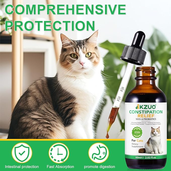 Cat Laxative, Cat Constipation Relief, Constipation Relief for Cats, Cat Laxative Constipation Relief, 100% Pure Natural Cat Constipation Treat with 6 Probiotics Cat Stool Softener