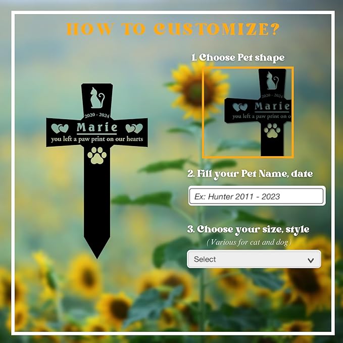 Personalized Dog Grave Marker Outdoor | Engraved Pet Grave Marker with Custom Name and Years, Weatherproof Graves Available in Many Sizes & Colors