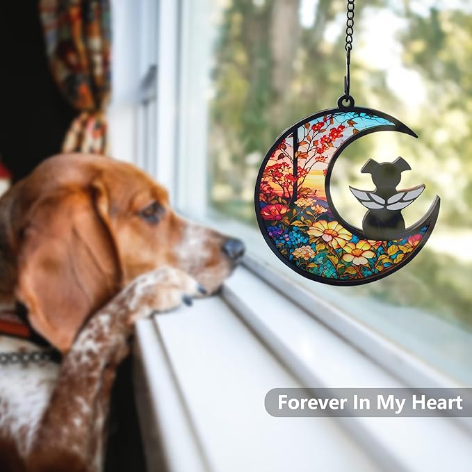 DIY Dog Memorial Suncatcher with Sympathy Card,Pet Loss Sympathy Gift,Dog Remembrance Gift for Window Hanging (1-Sunflower)