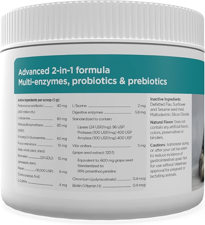 maxxipaws maxxidigest+ Prebiotic & Probiotic for Cats 7oz | Cat Probiotic Powder with Advanced Digestive Enzymes for Gut Health & Immunity | Supports Digestion, Food Sensitivities & Itchy Skin