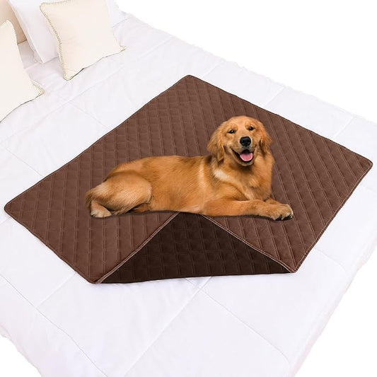 Smiry Waterproof Dog Bed Cover Pet Blanket, Soft Washable Dog Blanket for Furniture Bed Couch Sofa Reversible, Checkered (40"x50", Brown/Chocolate)