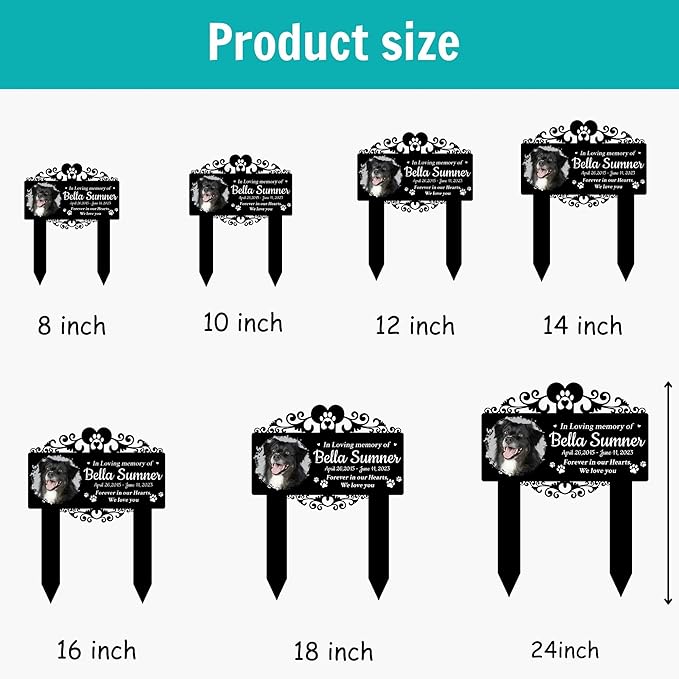 Custom Pet Grave Markers Dog | Custom Pet Headstones for Dogs | Best Gifts to Remember Your Four-Legged Companions | Personalized Grave Marker for Furry Friends with Watercolor Frame Photo