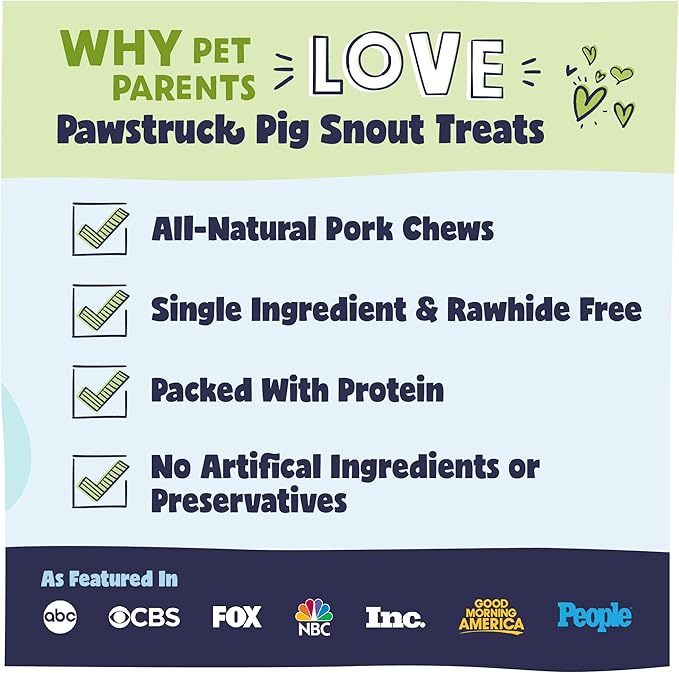 Pawstruck Natural Slow Roasted Pig Snouts for Dogs – Premium Single Ingredient Low Fat Pork Chew Treat for All Breeds – No Artificial Preservatives – 10 Count
