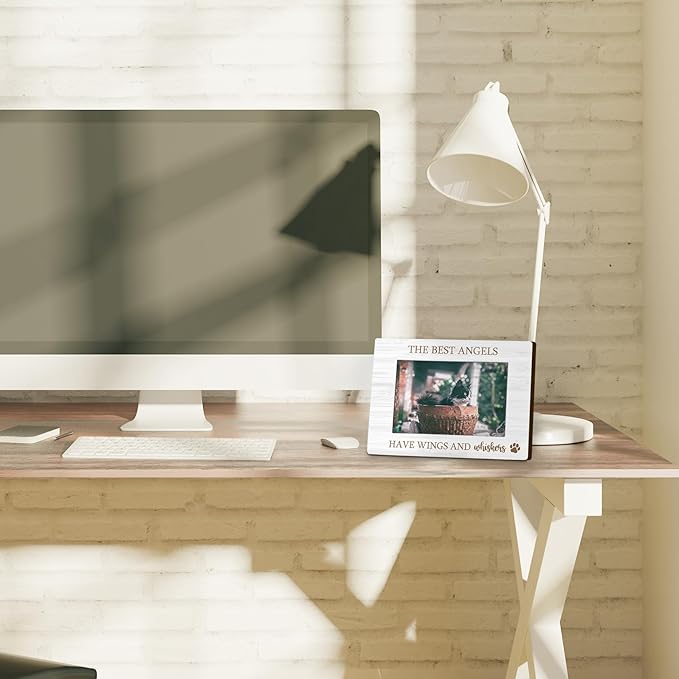 Dog Cat memorial 4x6 Picture Frame, Gifts for Pet Owner Photo Frame, Pet Memorial Gifts for Loss of Dog, the Best Angels Have Wings and Whiskers Picture Photo Frames for Desk Decor