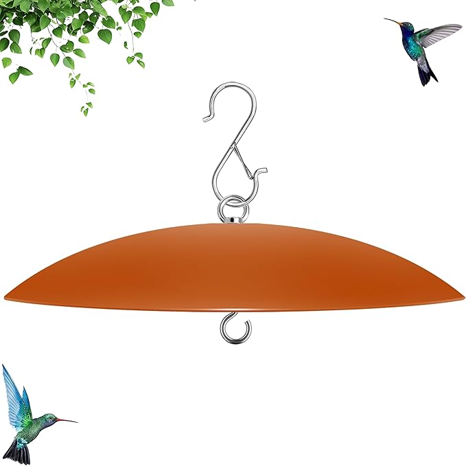 13" Hummingbird Feeder Shade Cover,Bird Feeders Dome Rain Cover,Squirrel Baffle for Shepherd's Hook Outdoors (Terracotta), 1 Pack
