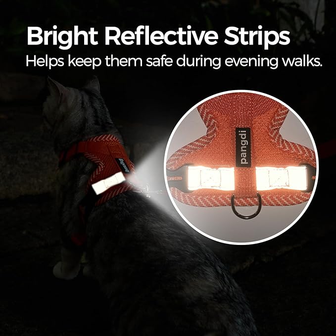 Cat Harness and Leash Escape Proof Medium Kitten Harness Bengal Cat Vest for Walking Travel, Orange, M