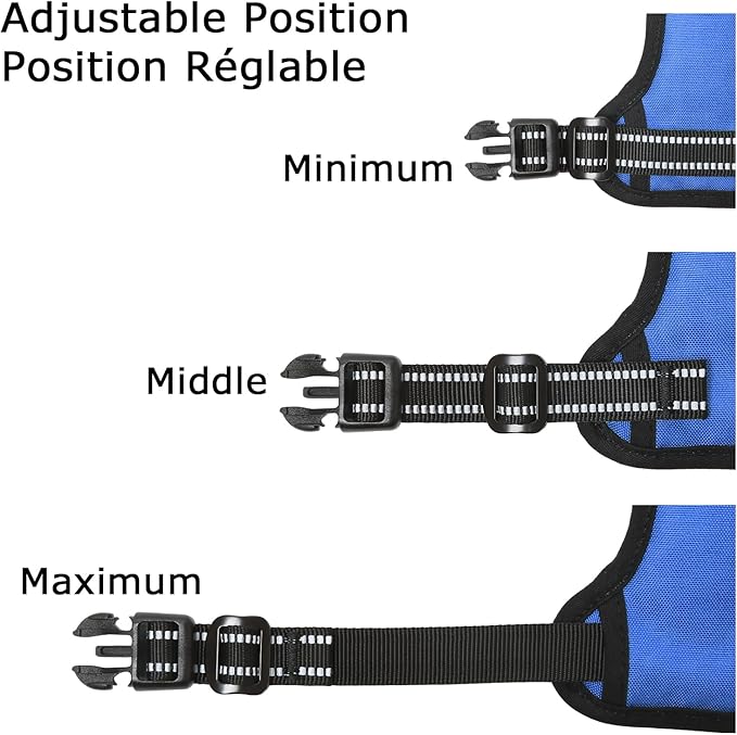 HEELE Dog Harness, No Pull Adjustable Padded Reflective Harness for Small Medium Large Dogs with Handle for Walking Training, Blue, M