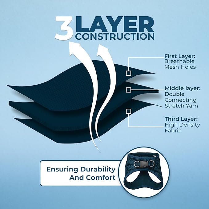 Voyager Step-in Air All Weather Mesh Harness and Reflective Dog 5 ft Leash Combo with Neoprene Handle, for Small, Medium and Large Breed Puppies by Best Pet Supplies - Set (Blue), S