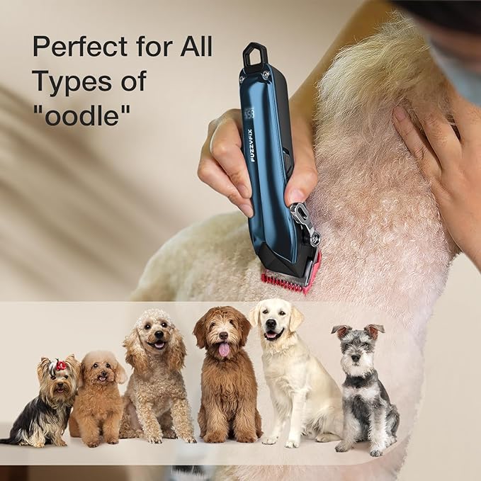 Dog Clippers for Grooming for Thick Coats, Detachable Blade Cordless Rechargeable Professional Pet Grooming Hair Trimmer Shaver Kit with 8 Guide Combs for Dogs Cats Animals