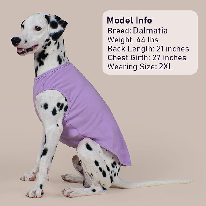 KYEESE 2Pack Dog Shirts for Small Dogs Striped Girl T Shirt Cotton Tank Top Soft Tee Lightweight Clothes Comfort Sleeveless Stretchy Dog Vest, Medium,Purple+Striped