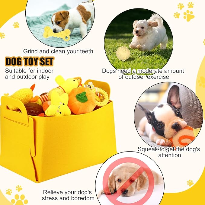 Abbylike 50 Pcs Puppy Supplies Starter Kit for Small Dogs Puppy Essentials Includes Leash, Bowls, Teeth Brushes, Water Bottle, and More Accessories for Dogs Christmas Welcome Gift(Yellow)