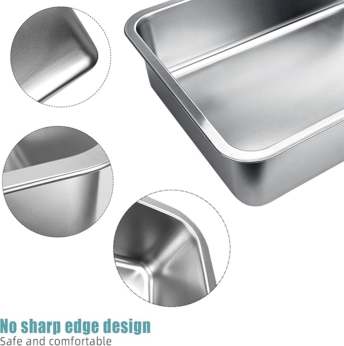 Stainless Steel Cats Litter Box, 4" Height Litter Box for Small Animals, Easy Entry, Easy to Clean, Non Stick Smooth Surface