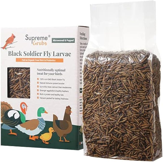 Natural Black Soldier Fly Larvae for Chickens, 85X More Calcium Than Mealworms-High Protein Grub Food Chicken Treats for Hens, Probiotic & Calcium Rich Chicken Feed, Bird Treat 1lb