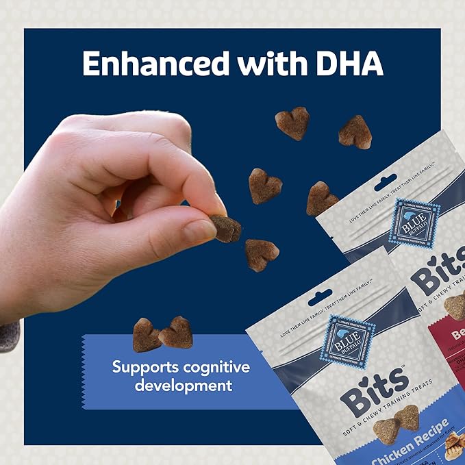 Blue Buffalo Bits Soft Dog Treats for Training, Made With Natural Ingredients & Enhanced with DHA, Chicken & Beef 19-oz Variety Pack, 2 ct