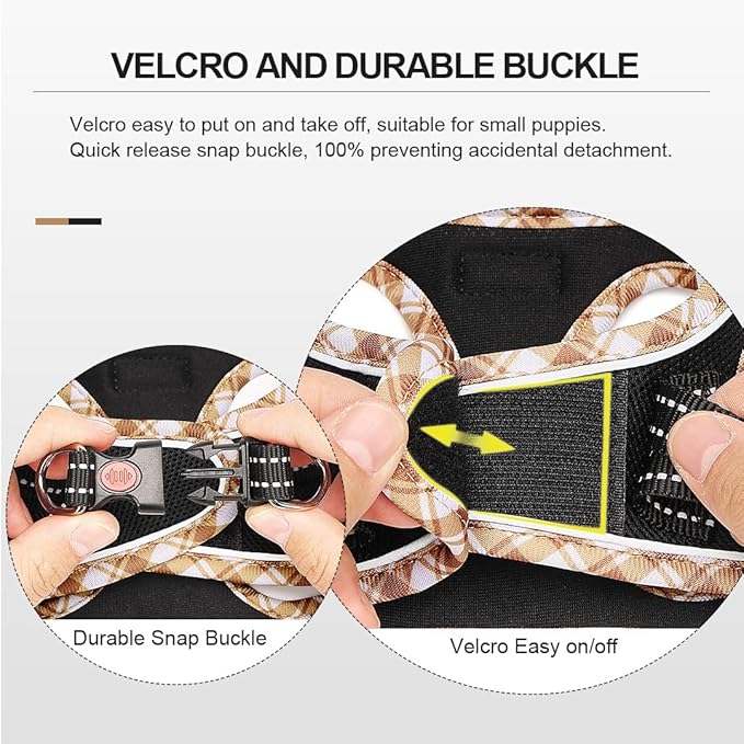 Mercano Soft Mesh Dog Harness and Leash Set, No-Chock Step-in Reflective Breathable Lightweight Easy Walk Vest Harnesses with Safety Buckle for Small Dogs, Cats (Black Yellow, S)