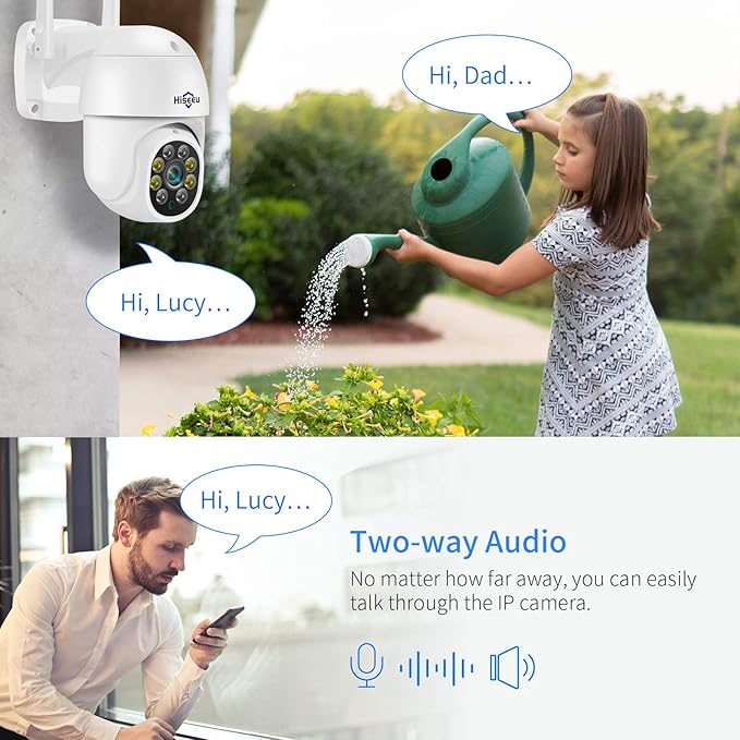 Hiseeu 5MP 360° Pan Tilt Camera WiFi Security Camera Outdoor Motion Tracking Floodlights Light Alarm,Color Night Vision,PC&Mobile Remote View,Two-Way Audio Security Camera