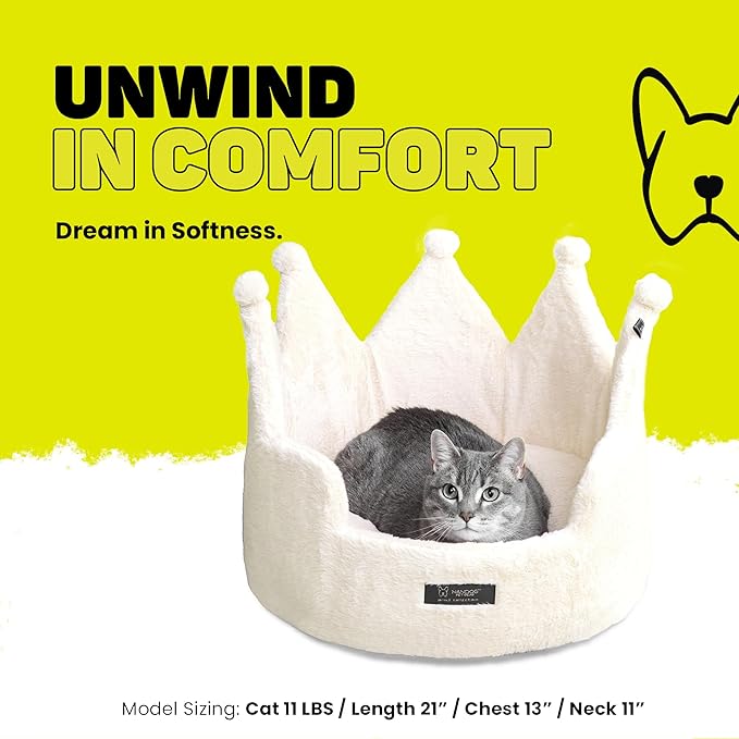 NANDOG Pet Gear Crown Cozy Round Dog and Cat Bed Collection Washable Indoor Pet Bed for Small Breeds -Soft Bed Fits in Crate or Kennel - Made of Ultra Soft Micro-Plush Material (Ivory Cloud)