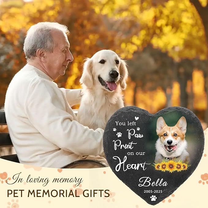 Dog Memorial Gifts for Loss of Dog Cat,Personalized Pet Memorial Stone with Photo Name,Custom Pet Remembrance Gifts,Cat Memorial Sympathy Gift,Dog Passing Away Gifts,Memorial Plaques for Dogs