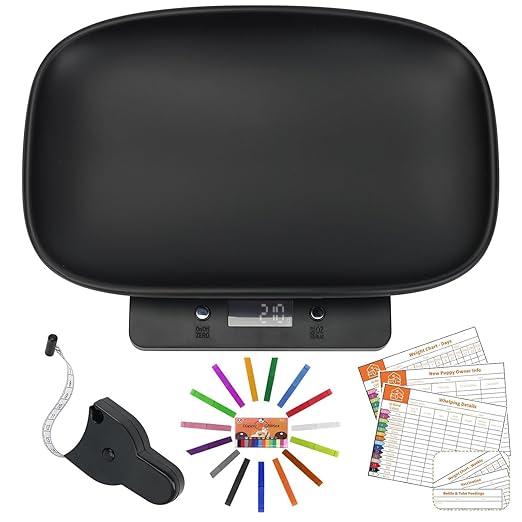 Digital Small Animals Scales for Weighing with Tape Measure, Puppy Whelping Scale Weigh Your Kitten, Rabbit with High Precision (Black Pet Scale&Tape)