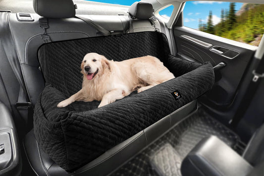 Dog Car Seat for Medium/Large Dogs Under 100 Lbs,Multi-Functional Dog Car Bed Washable Pet Travel Safety with Thick Cushion, Soft & Removable,for All Cars Back Seat (Black)
